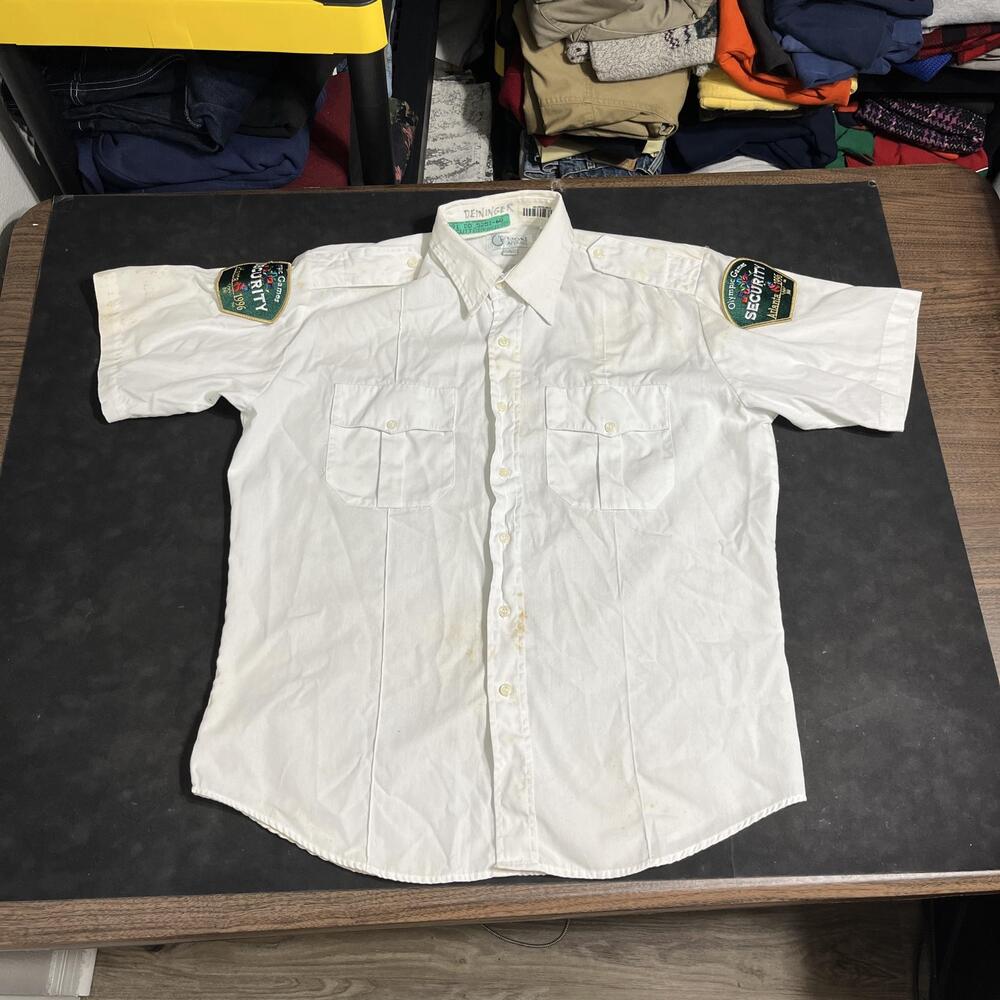 Vintage Atlanta 1996 Olympic Games Bowling Shirt Guard Large White Lion Apparel